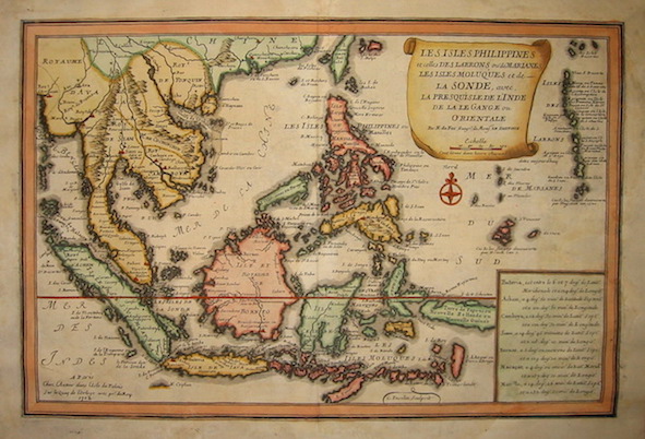 De Fer Nicolas (1646-1720) Les Isles Philippines et celles Des Larrons ou de Marianes, les Isles Moluques et de La Sonde, avec la presqu'Isle de l'Inde de la le Gange ou Orientale  1705 Paris 